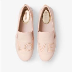 EUC WOMEN’S MICHAEL KORS TRENT SOFT PINK LEATHER SLIP ON SHOES SIZE 10